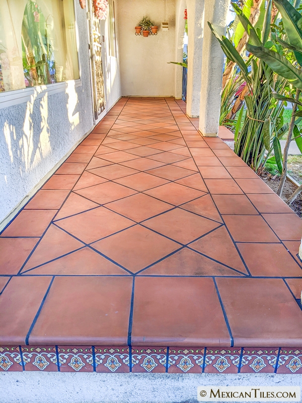 Floor Tile with Diamond Layout and Andalucia Tile Border