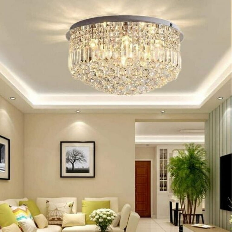Flush Mount Chandelier Raindrop Sparkling Foyer Lighting