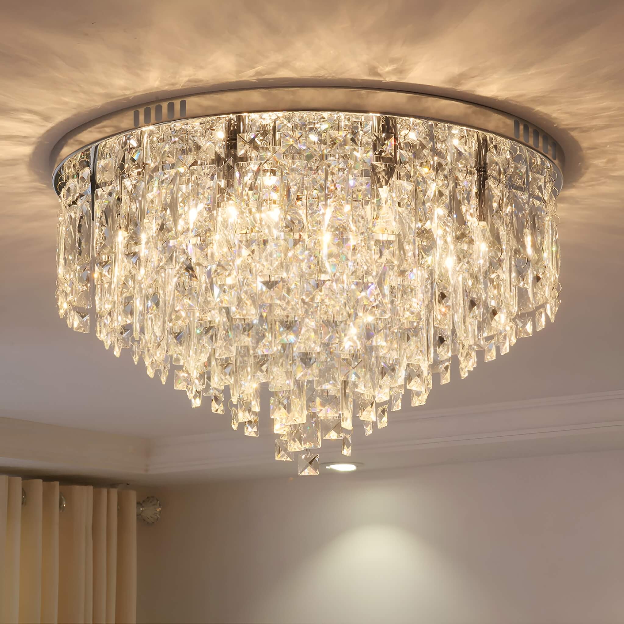 Flush Mount Chandelier Tapered Bottom Contemporary Bedroom Light