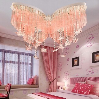 Flush Mount Light Rose Pink Crystals Pink Nursery Lamp