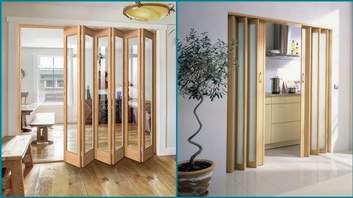 Folding Room Divider Wood Bifold Glass Room Divider