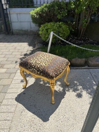 Footstool Ottoman Gold Leaf Cabriole Leg French Style