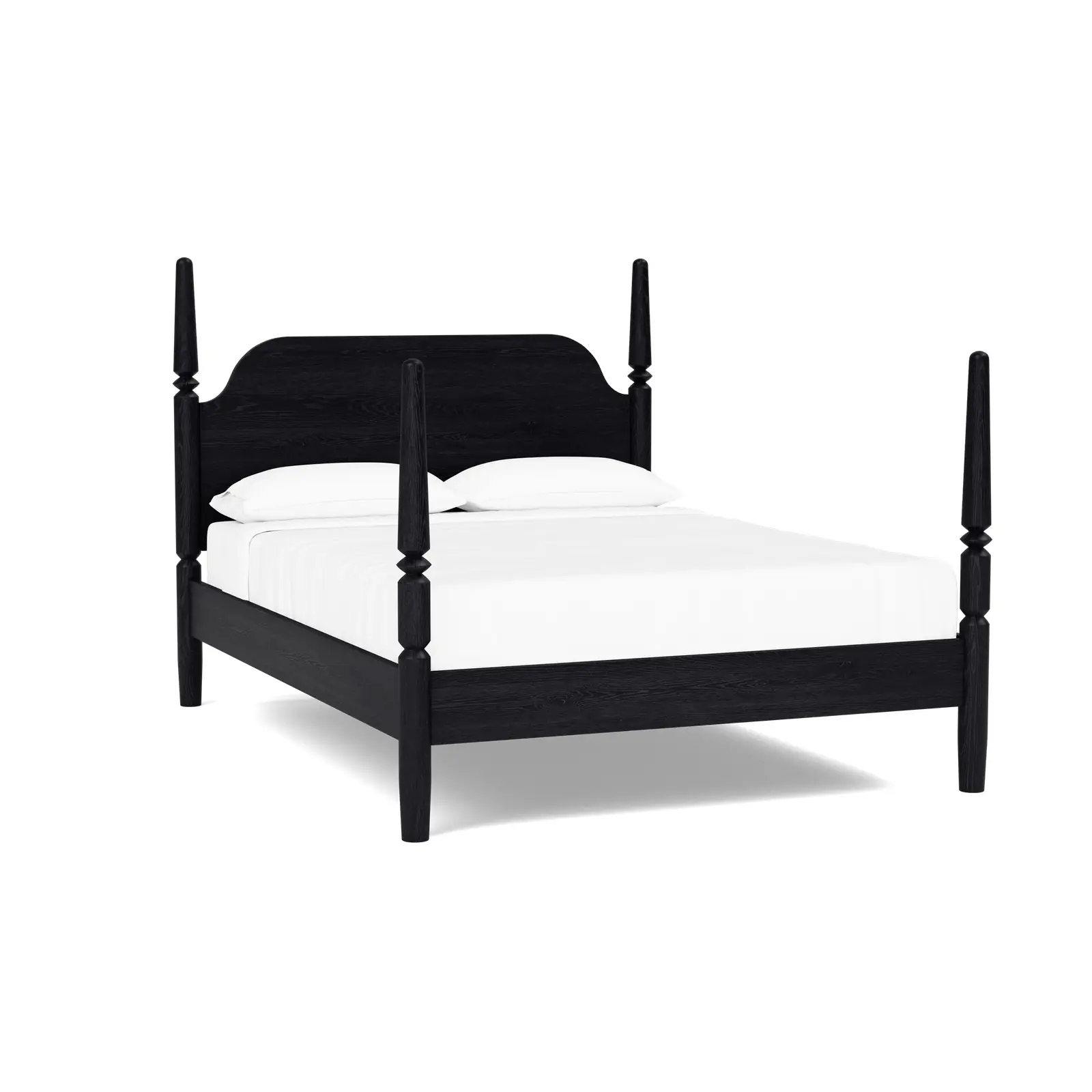 Four Poster Bed Arched Headboard and Ebony Wood Finish