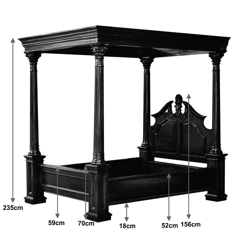 Four Poster Bed Corinthian Style with Grand Canopy Frame