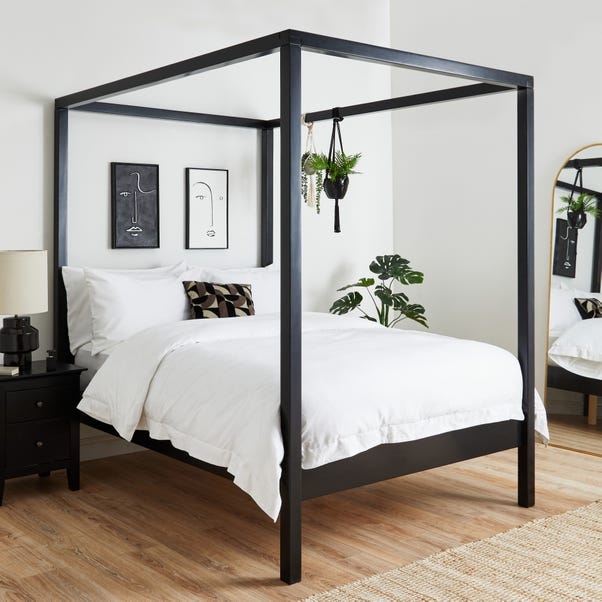 Four Poster Bed featuring Canopy Frame and Farmhouse Style