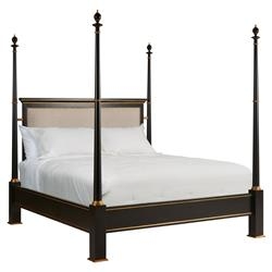 Four Poster Bed Gold Accents and Tall Antique Wood Posts