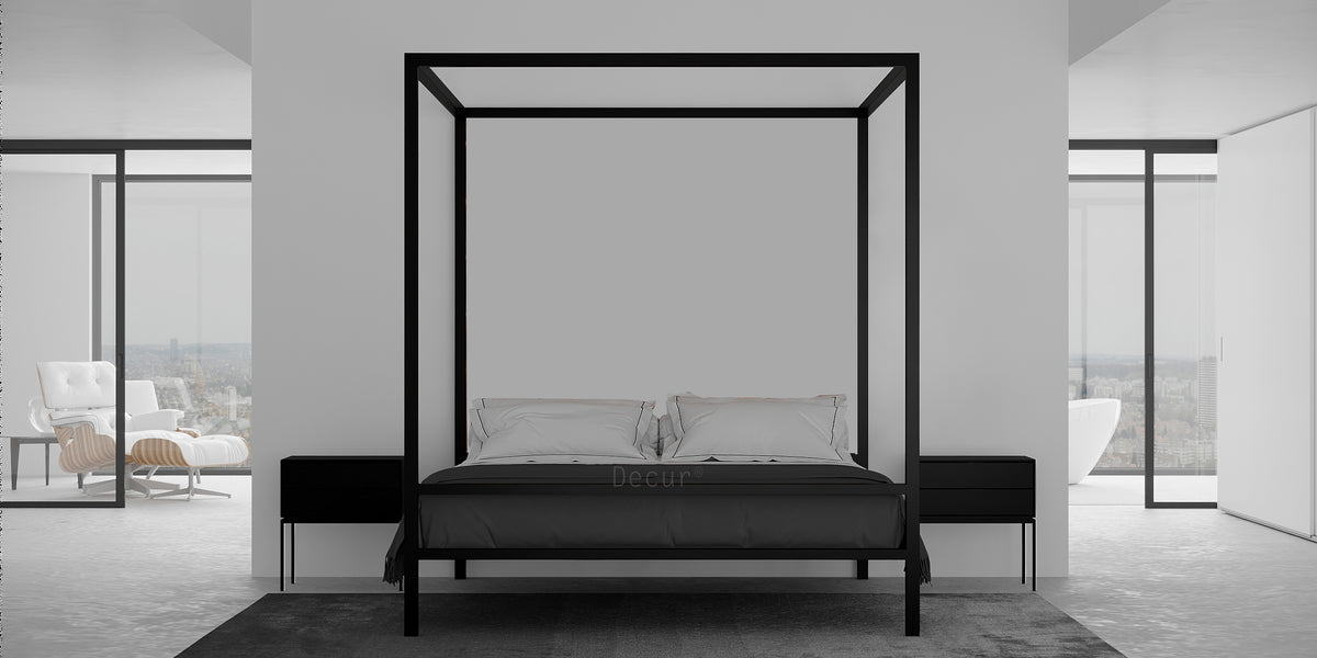 Four Poster Bed Headboard Less Industrial Decor Style