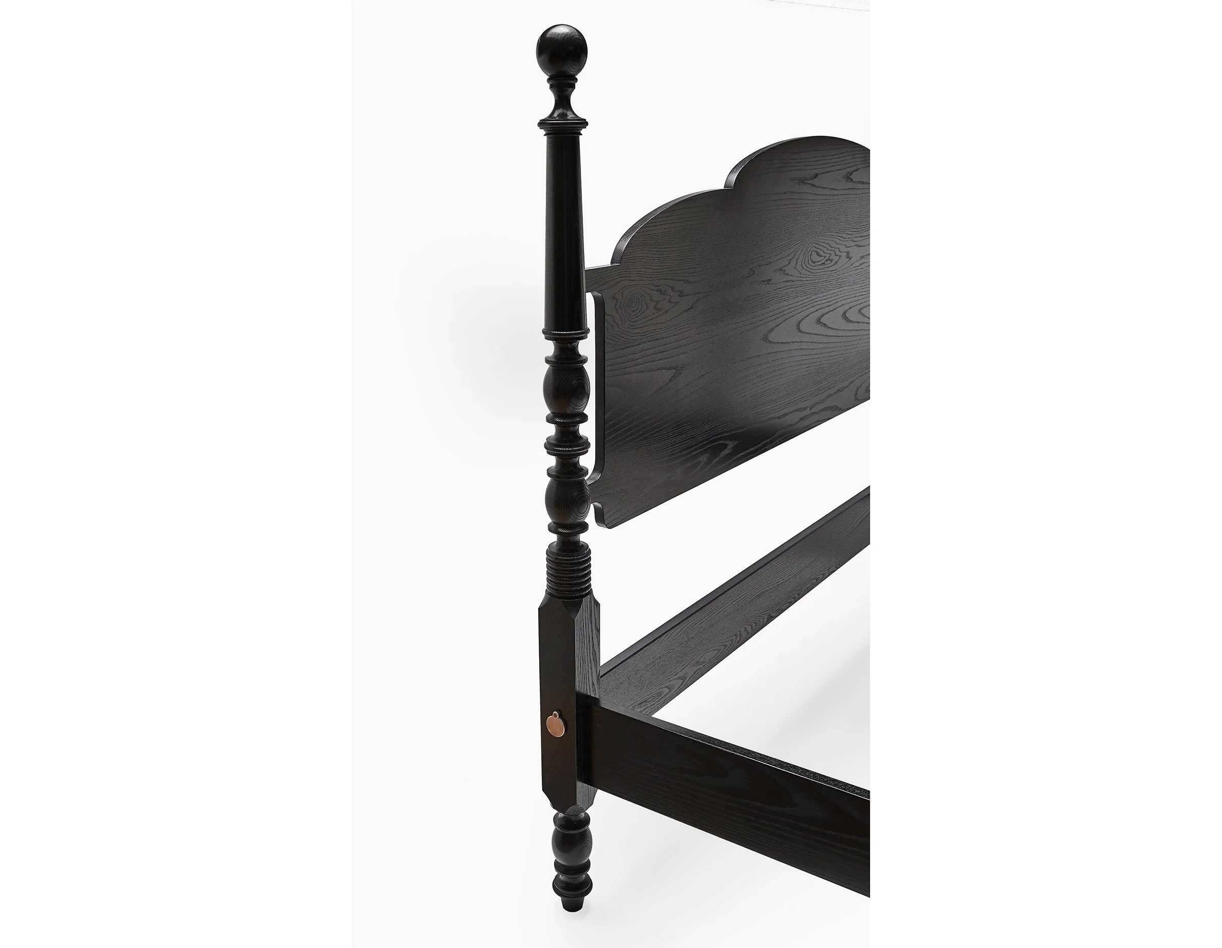 Four Poster Bed Scalloped Headboard Design in Ebony