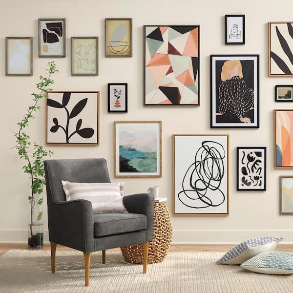 Framed Canvas Art: Bold Botanical Print Square Nature Art