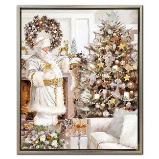Framed Canvas Art White Suit Santa Luxury Winter White Decor