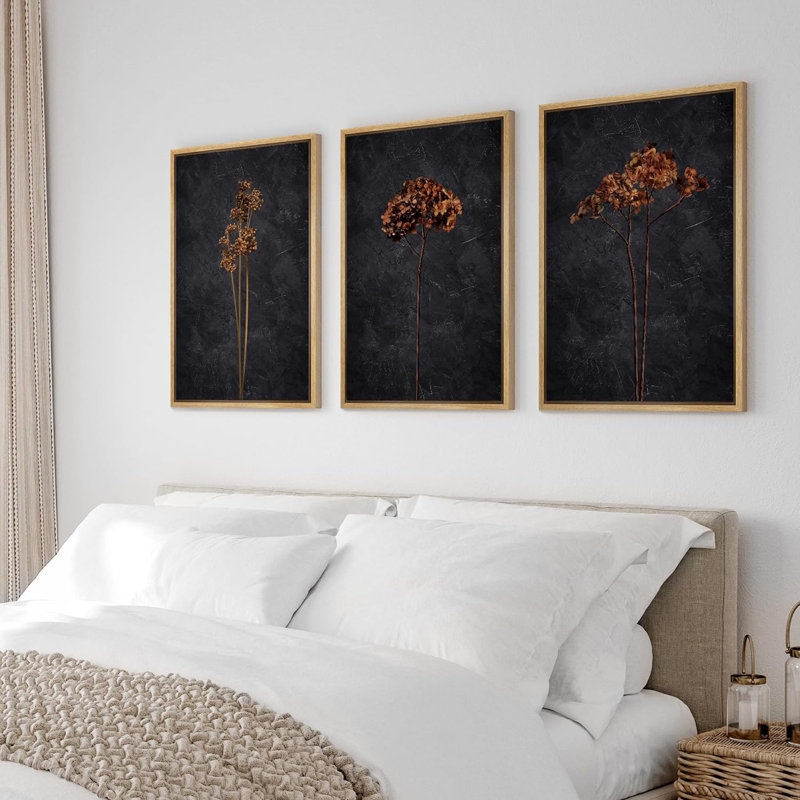 Framed Canvas Set: Botanical Print Triptych Arrangement Decor