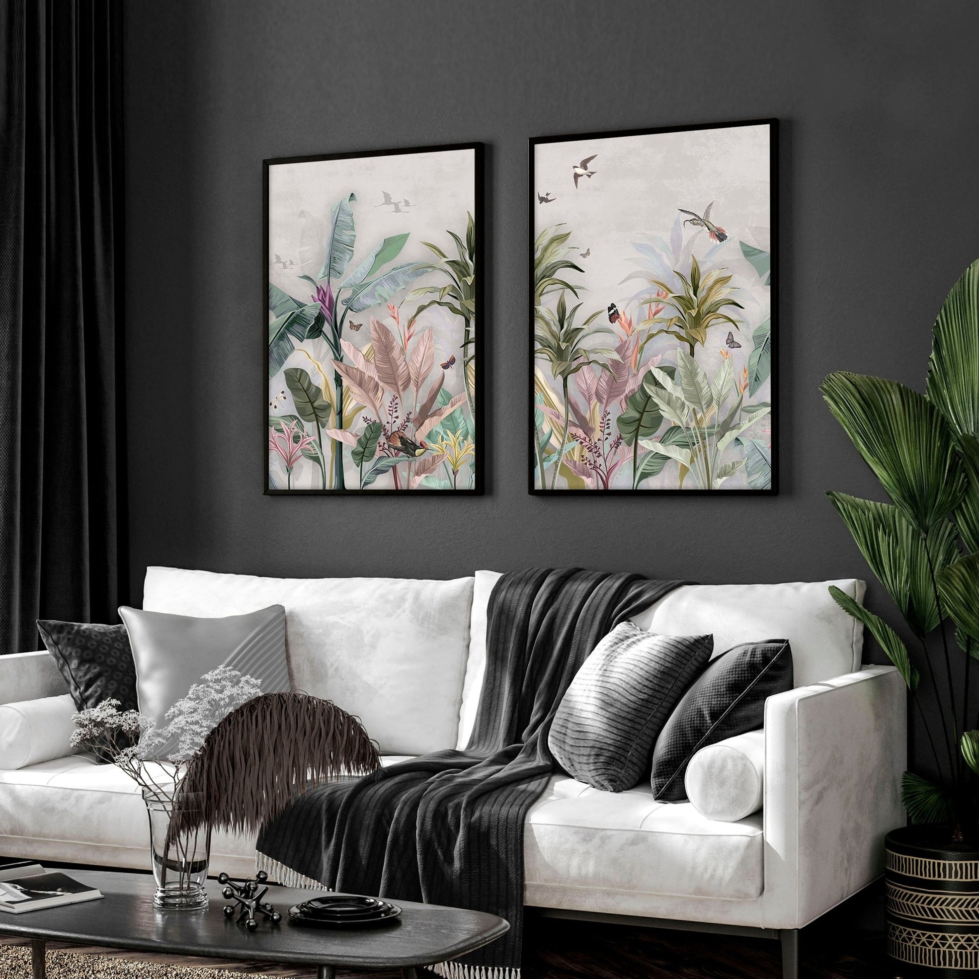 Framed Wall Art Botanical Illustration Asian Tropical