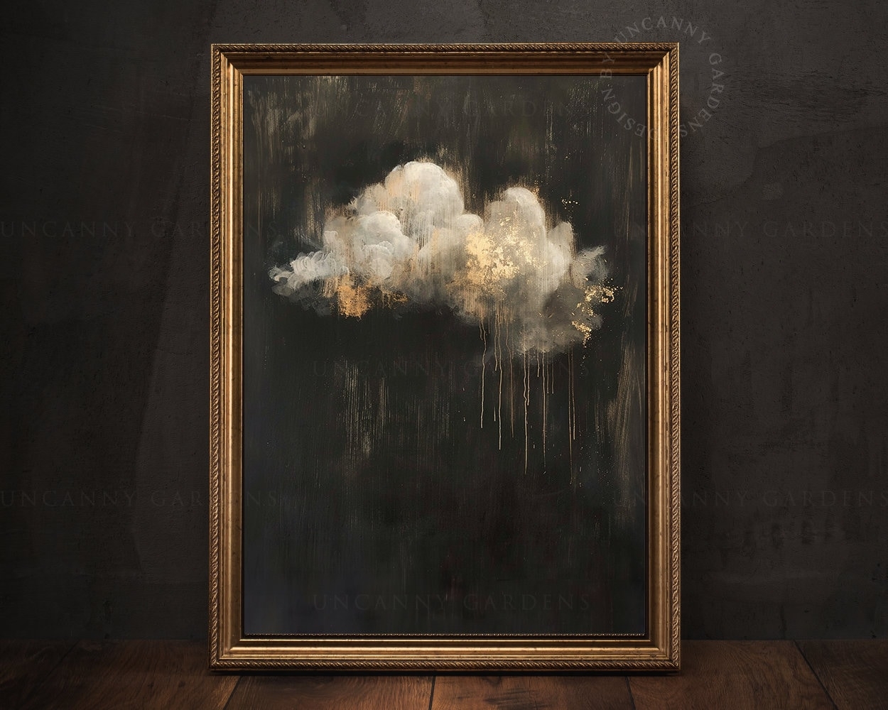 Framed Wall Art Gold Drip Detail Moody Cloud Wall Art