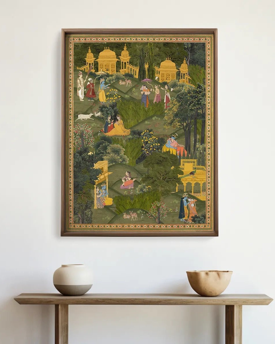 Framed Wall Art: Krishna Leela Large Narrative Print
