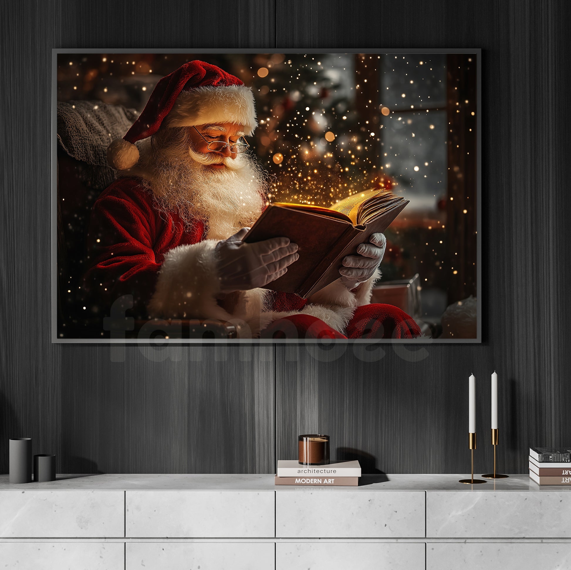 Framed Wall Art Magical Book Glow Modern Christmas Canvas