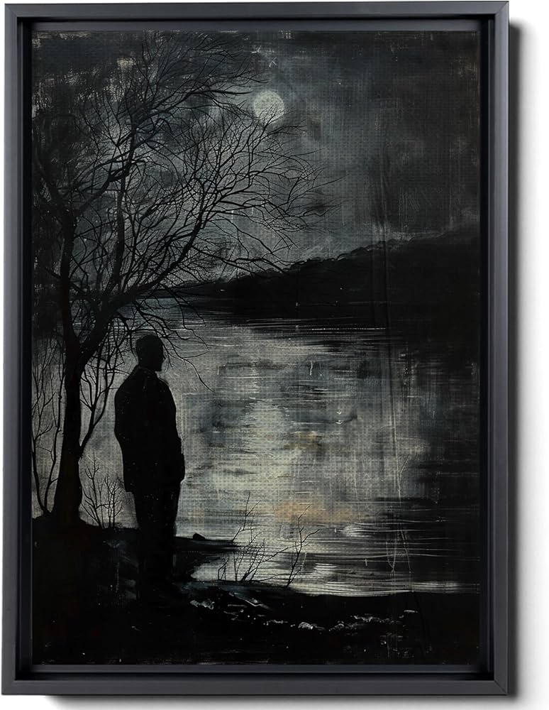 Framed Wall Art Silhouette Portrait Dark Silhouette Canvas
