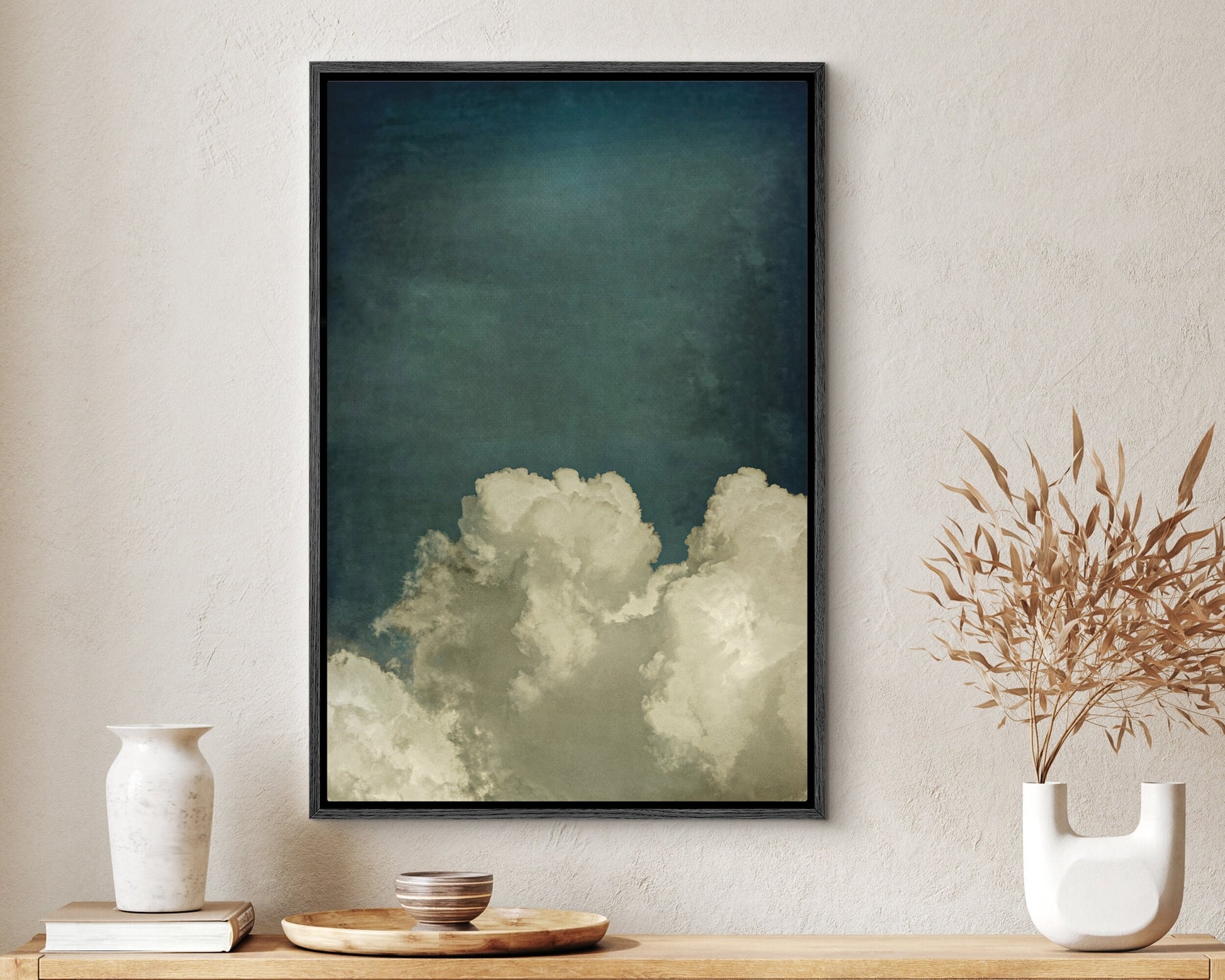 Framed Wall Art Teal Sky Gradient Moody Cloud Wall Art