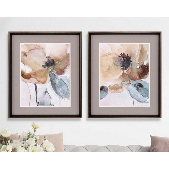 Framed Wall Art Watercolor Floral Double Matted Prints