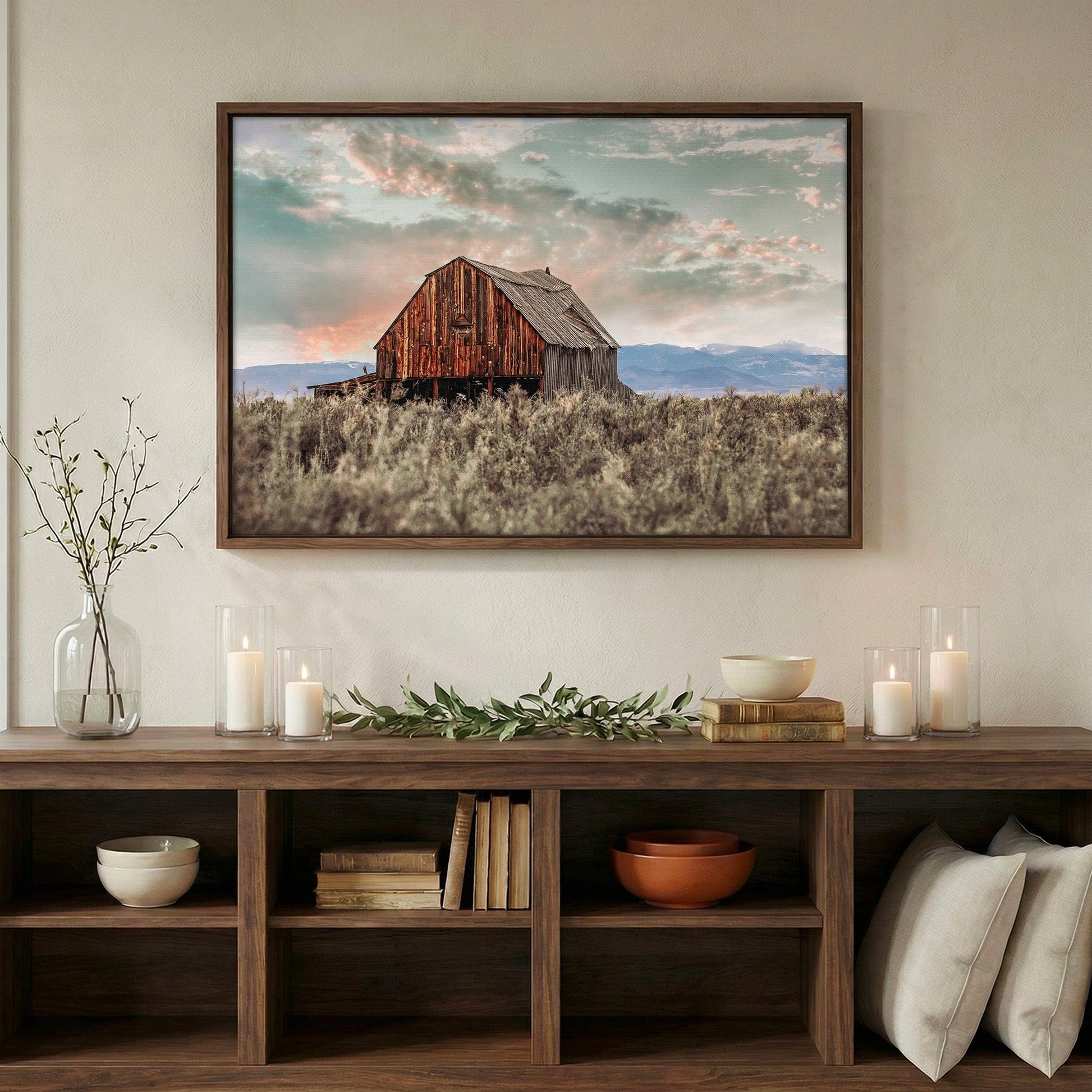 Framed Wall Art: Weathered Barn Walnut Brown Photography Western Art