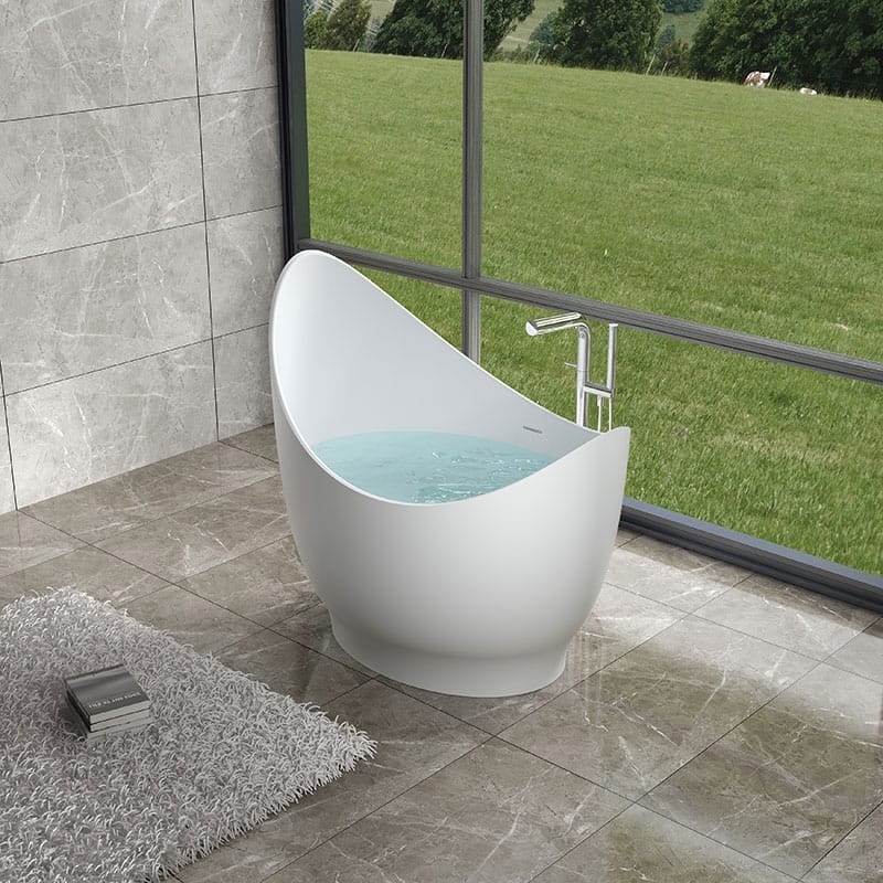 Freestanding Bathtub with High Backrest for Organic Minimalism