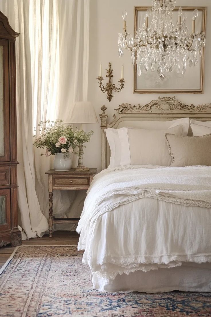 French Country Bedroom Ornate Carved Headboard Decor