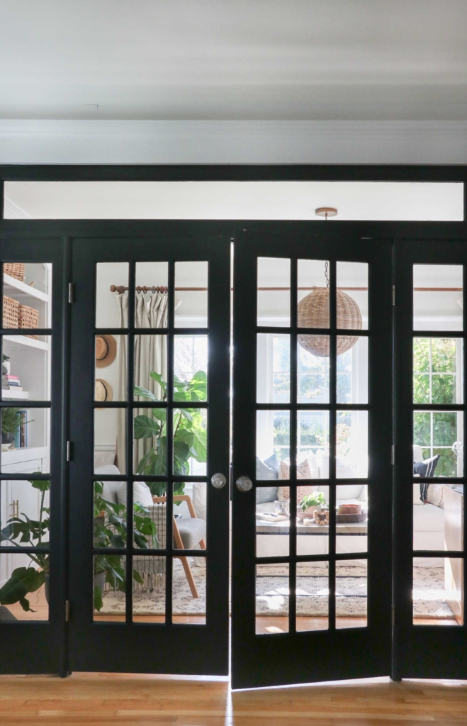 French Doors Multi-Pane Glass Matte Metal Door Trim