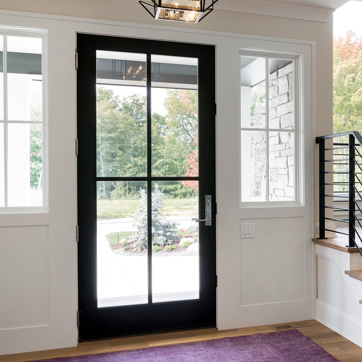 French Patio Door Four-Lite Design Modern Entryway With Sidelights
