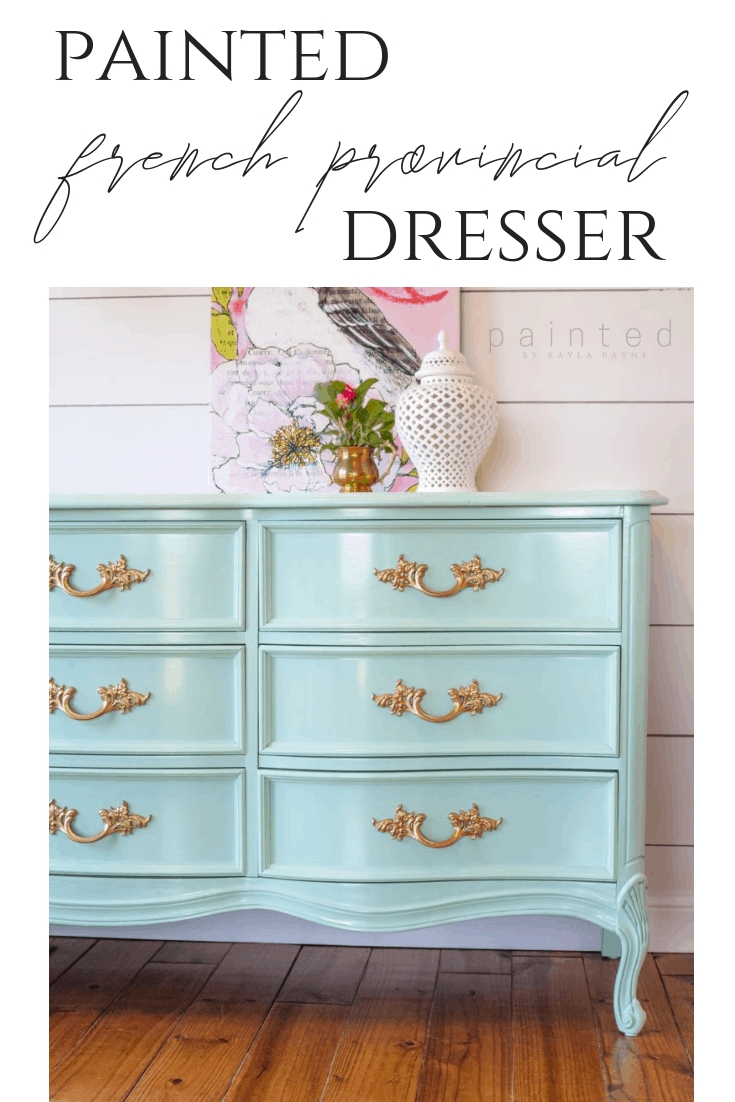 French Provincial Dresser in Glossy Mint with Gold