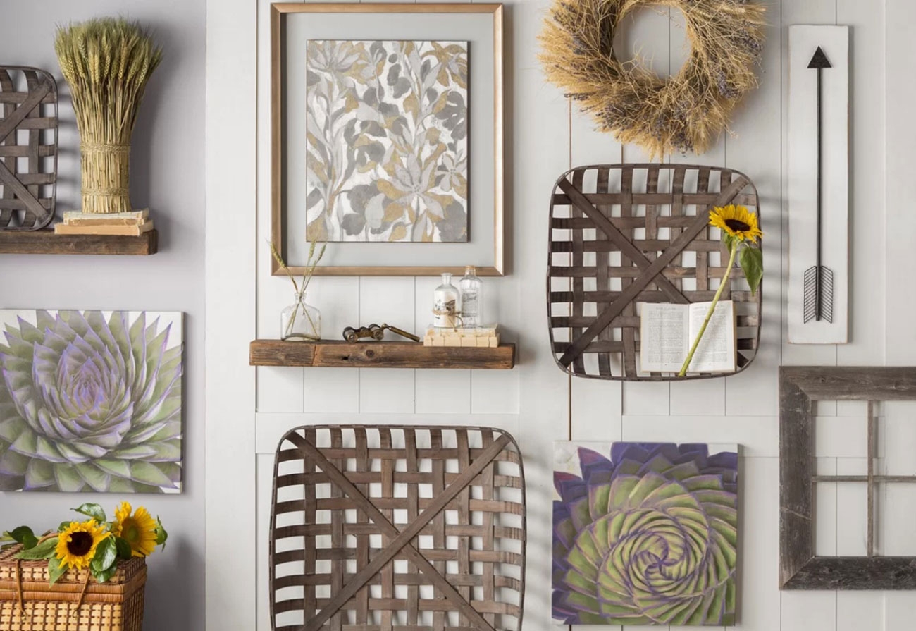 Gallery Wall Botanical Motifs Mixed Media Curation