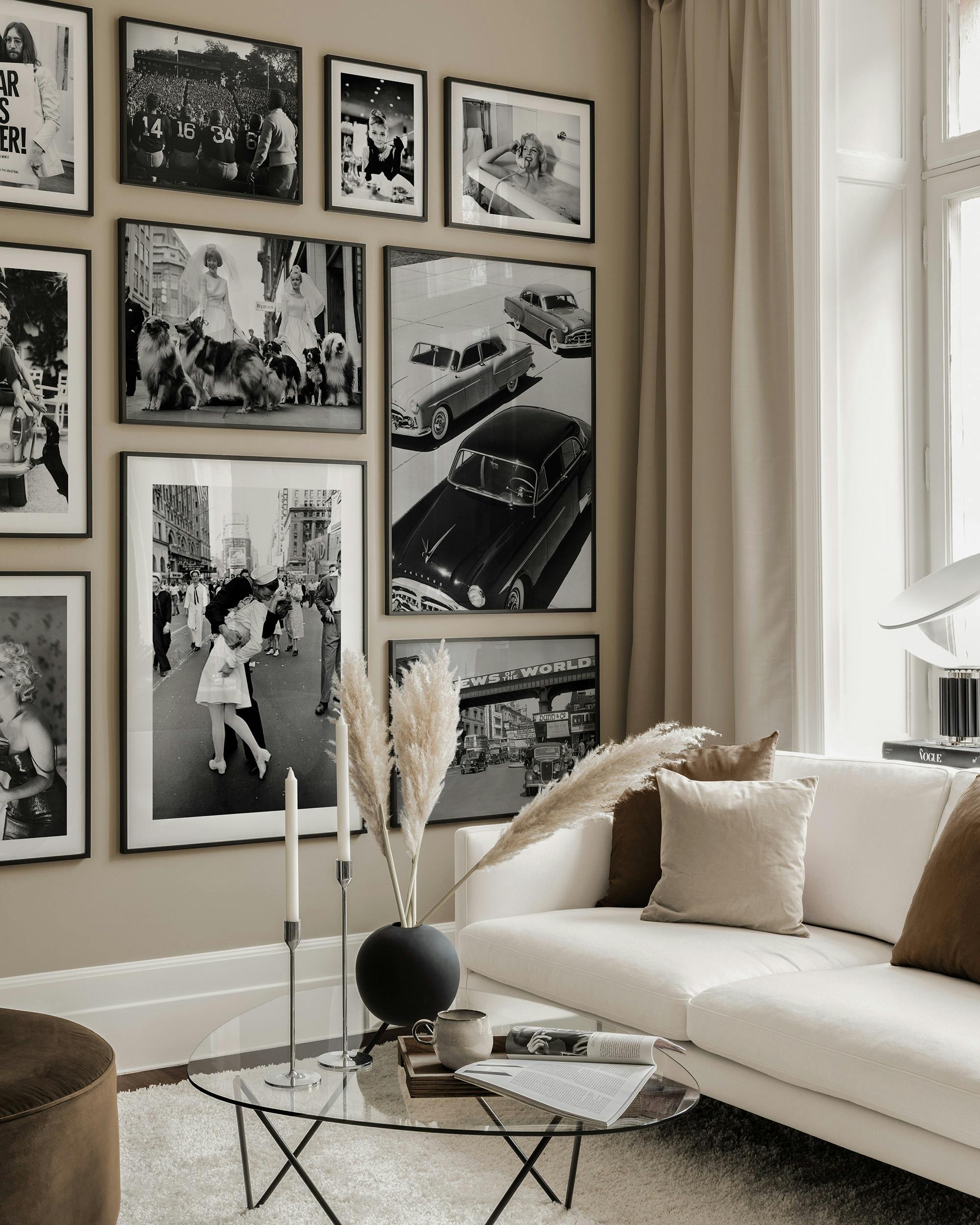 Gallery Wall Monochrome Art Collection and Curated Gallery Wall