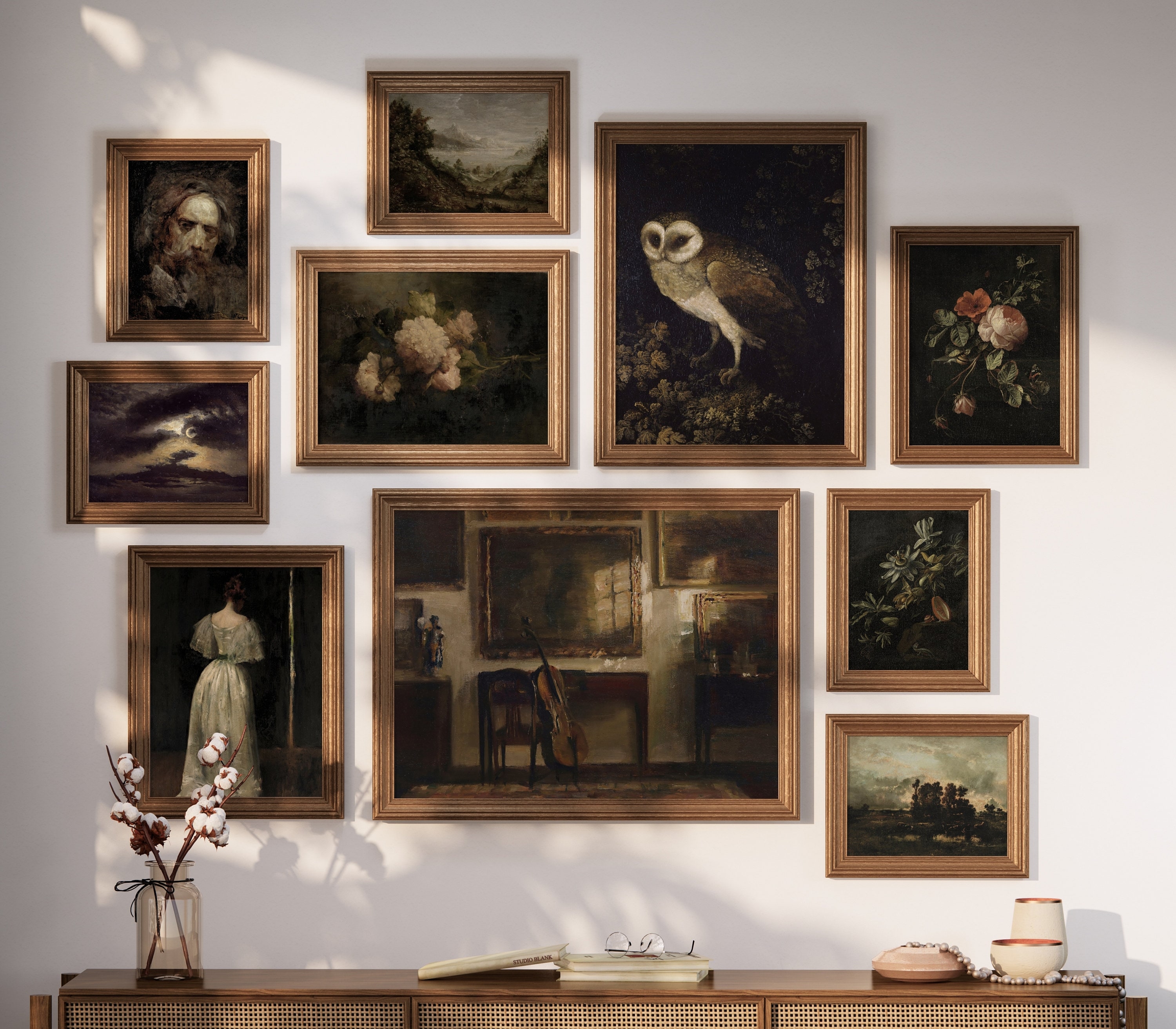 Gallery Wall Set Ornate Gold Frames Dark Academia Wall