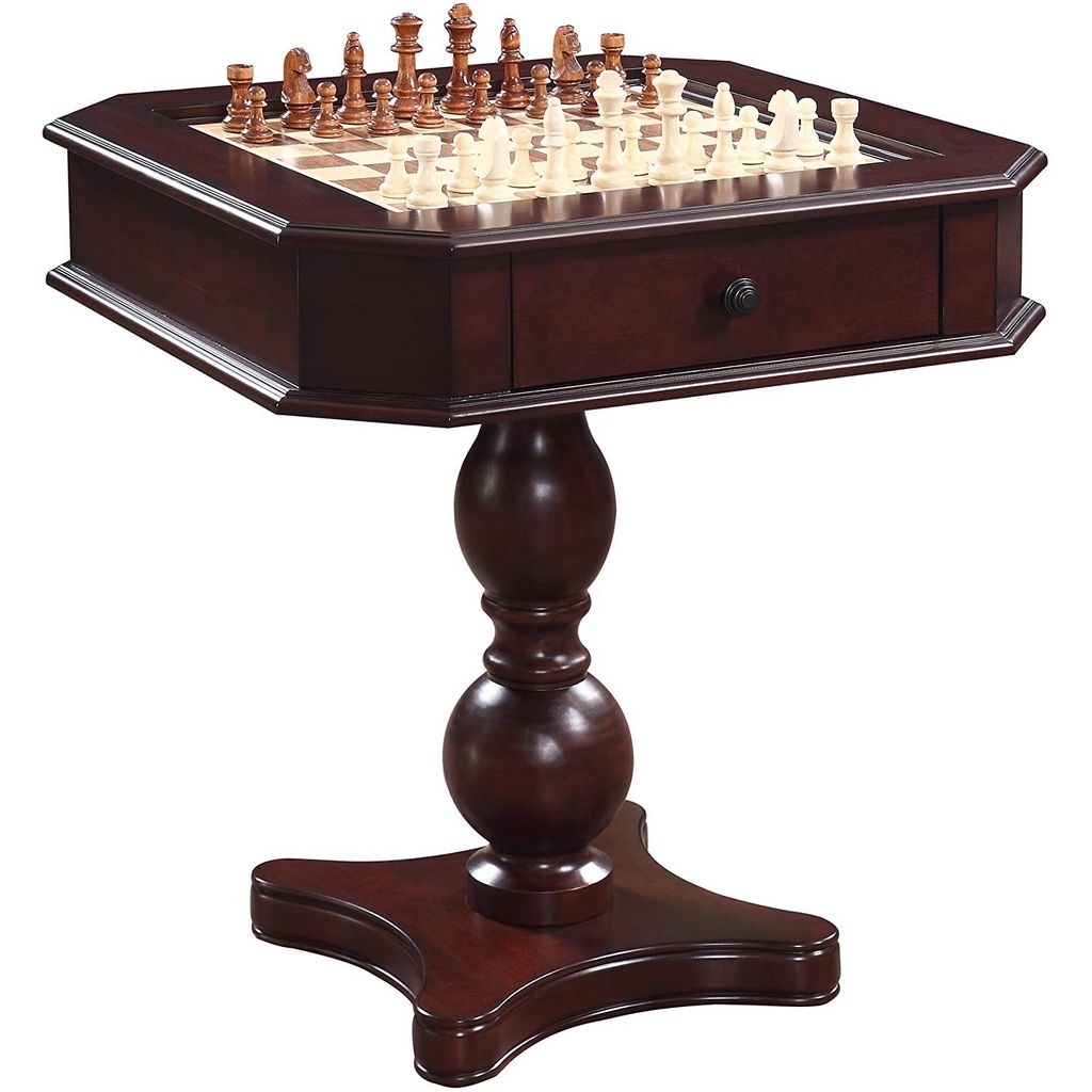Game Table Mahogany Pedestal, Classic Mahogany Furniture Octagonal