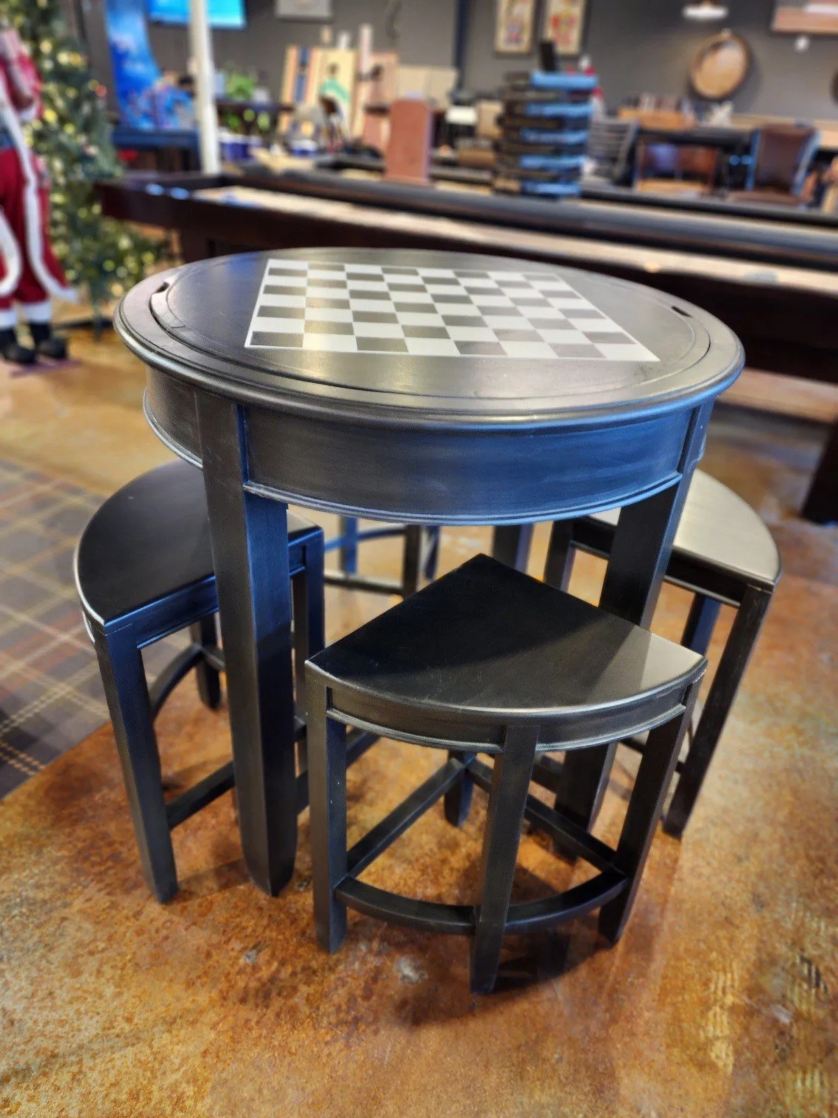 Game Table Set Matte Black, Modern Game Room Furniture Nesting