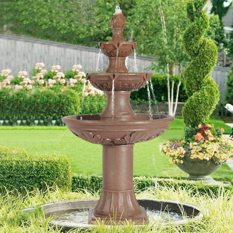 Garden Fountain Three Tier Italian Style with Fluted Pedestal