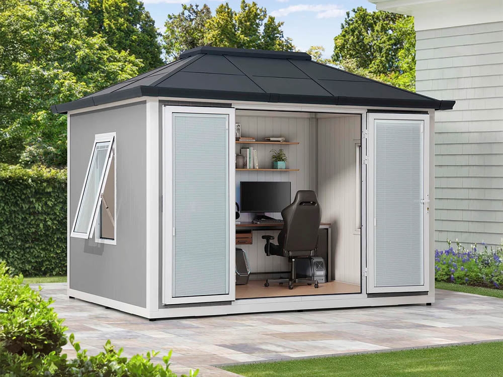Garden Office: Hipped Roof and Integrated Blinds Outdoor Office