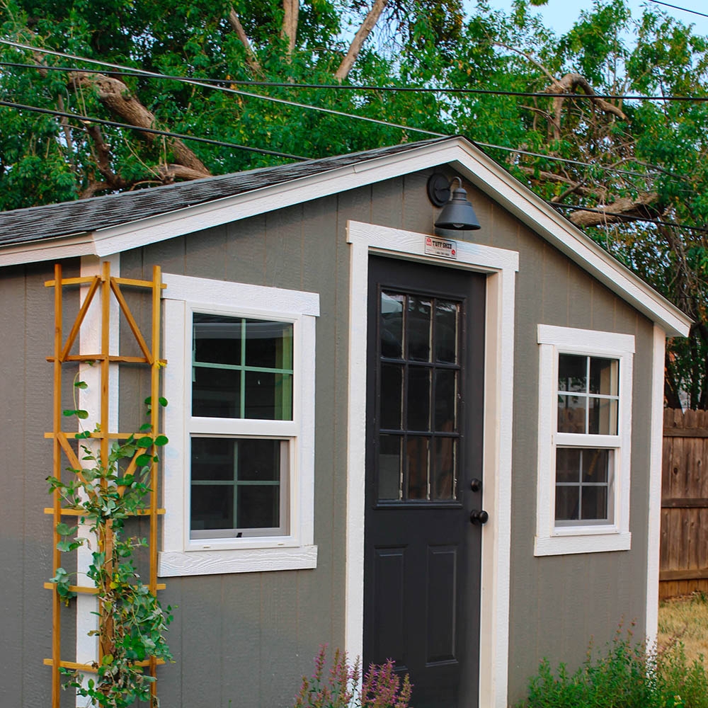 Garden Shed: Gooseneck Light Slate Siding She Shed Ideas