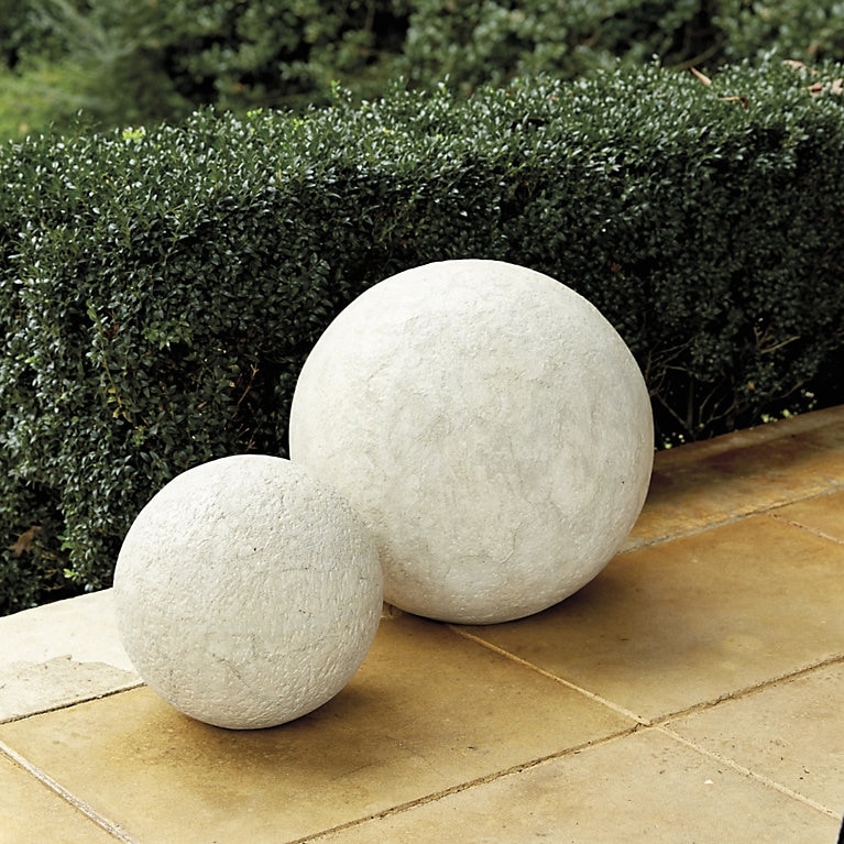 Garden Sphere: Pitted Texture Volcanic Ash Stone Sphere Decor