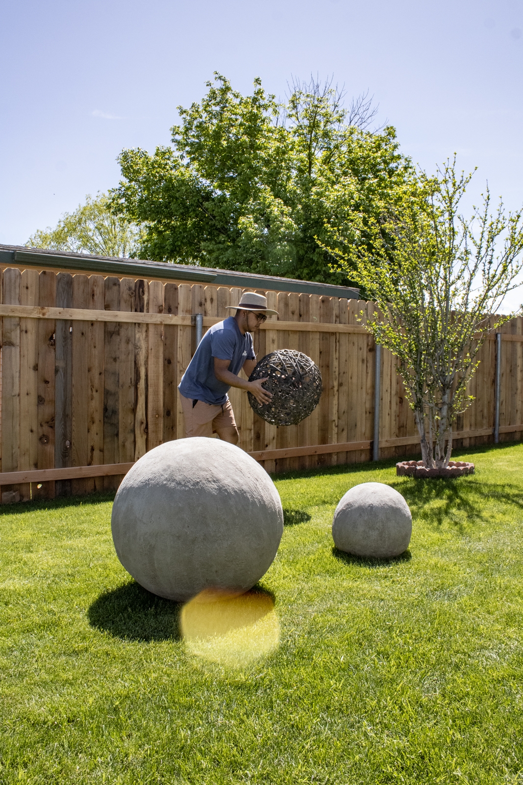 Garden Spheres: Oversized Scale Concrete Grey Backyard Orbs