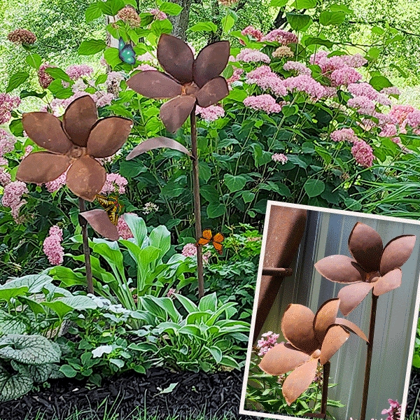 Garden Stake: Five Petal Bloom Vintage Flower Stakes