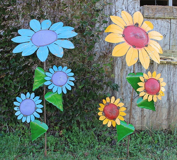 Garden Stake: Whimsical Layered Petals Assorted Colors