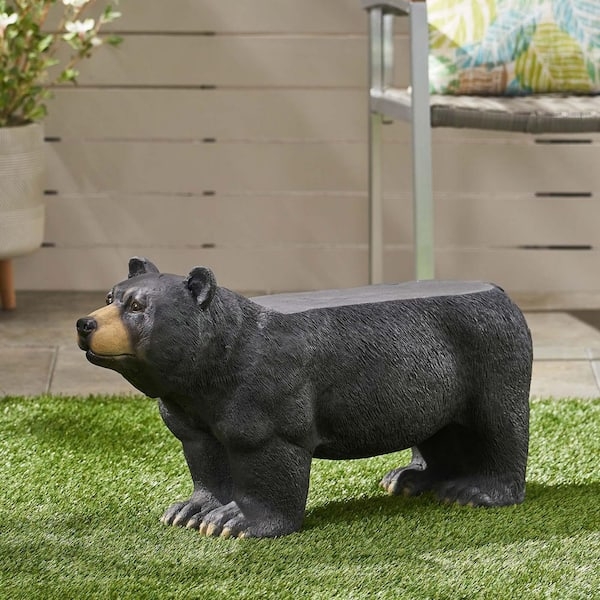 Garden Statue Flat Top Bear Silhouette Textured Animal Garden Statue