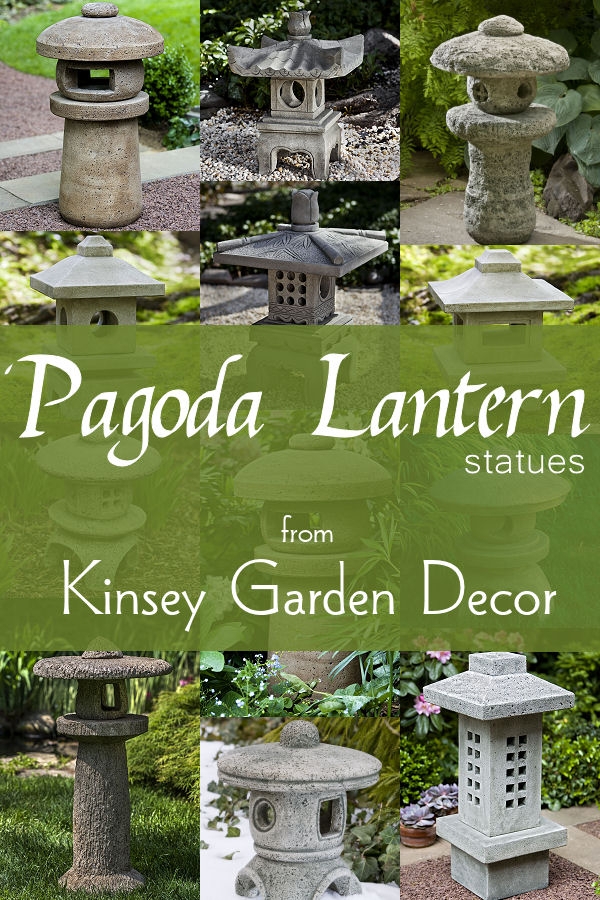 Garden Statue Geometric Cutouts Zen Stone Lantern Set