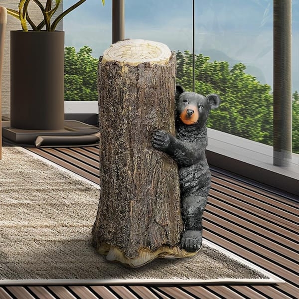 Garden Statue Tree Stump Pedestal Climbing Pose Rustic Tree Hugger
