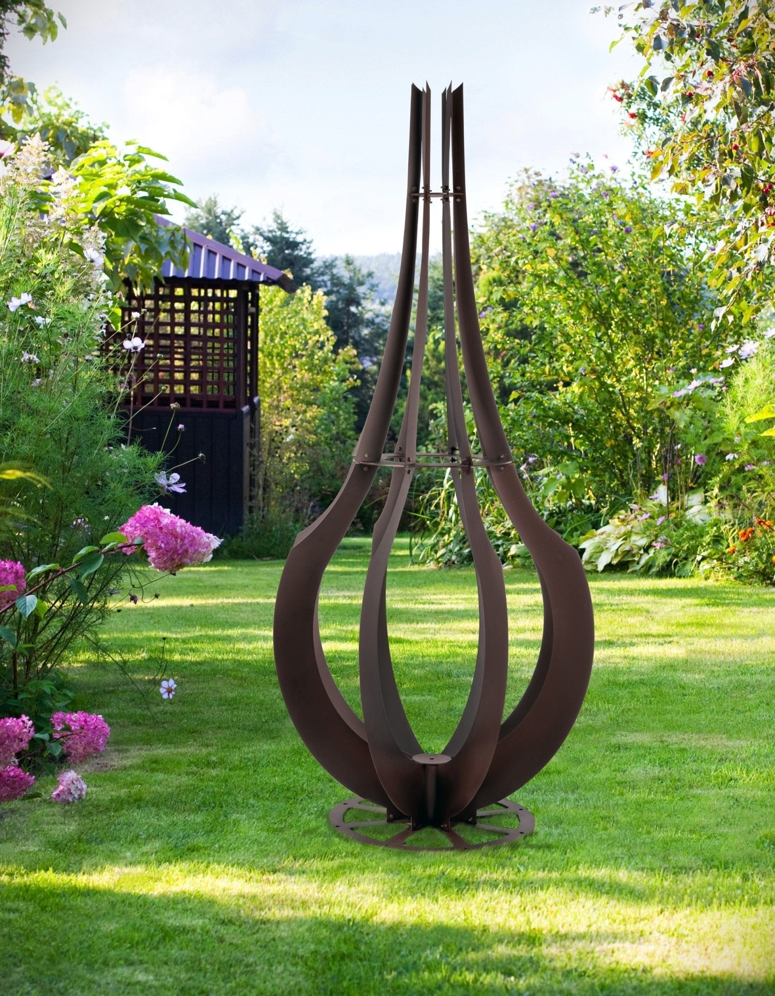 Garden Trellis with Tapered Silhouette Dark Bronze Yard Art