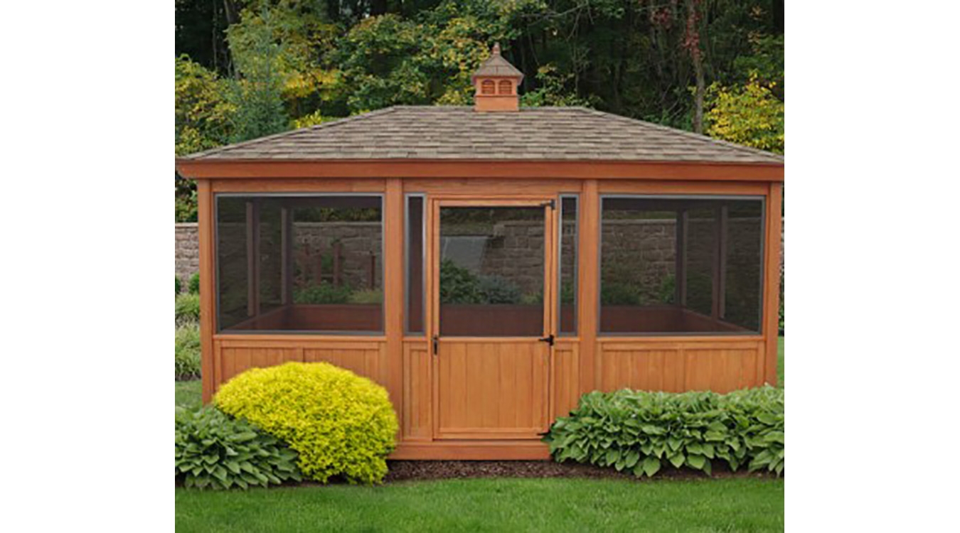Gazebo Enclosure Redwood Decorative Cupola Hipped Roof Design