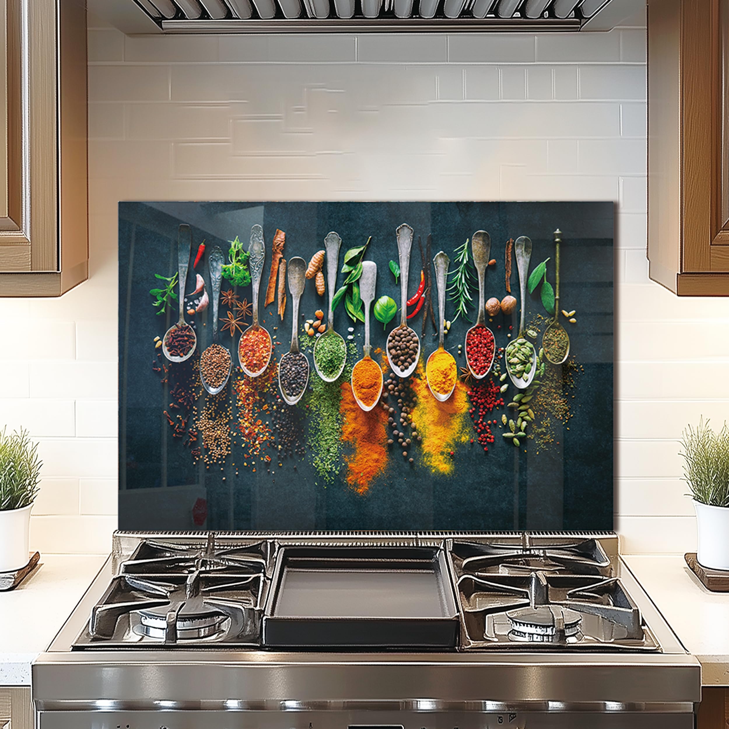 Glass Backsplash Culinary Wall Decor Splashback in Dark Slate Blue