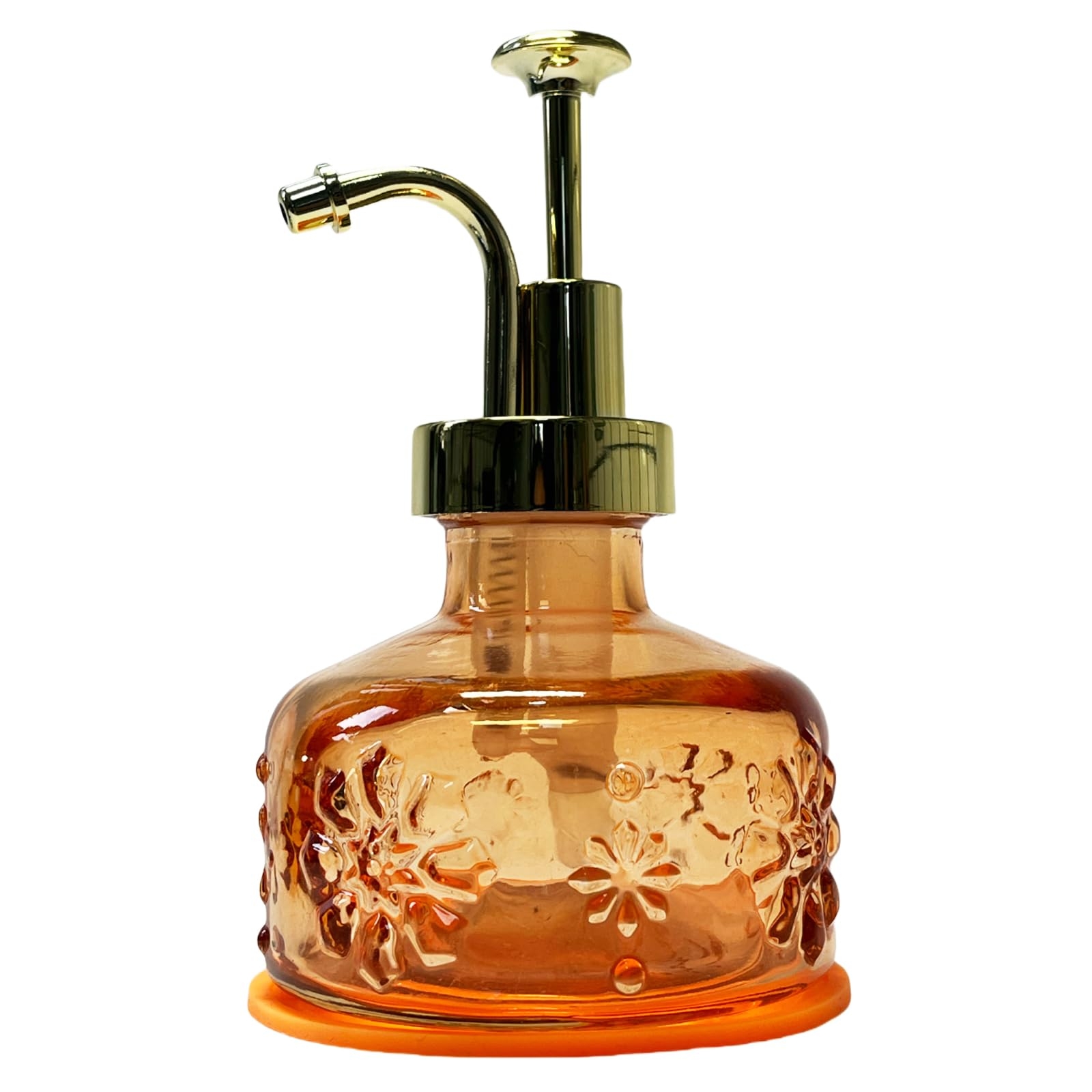 Glass Soap Dispenser Snowflake Texture Amber Farmhouse Bottle