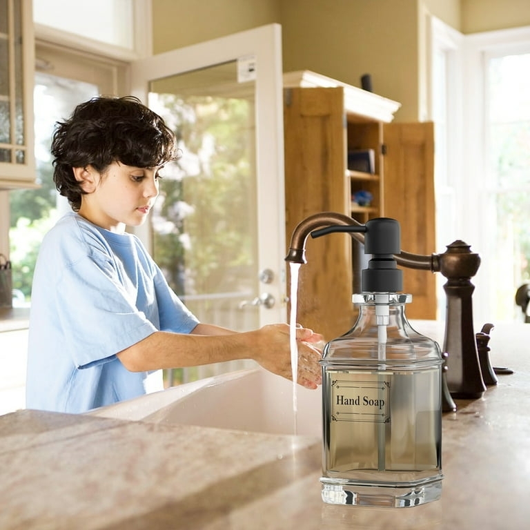 Glass Soap Dispenser Thick Glass Matte Black Pump Sink Bottle