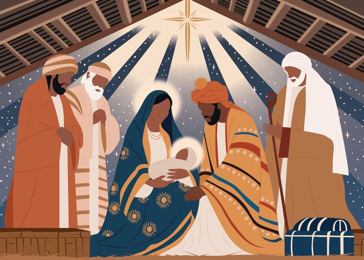 Greeting Card: Diverse Holiday Art Celestial Radiance Design