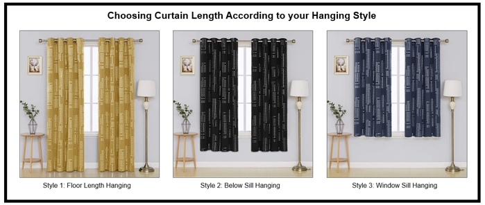 Grommet Curtains Geometric Pattern Floor Length vs Sill Length